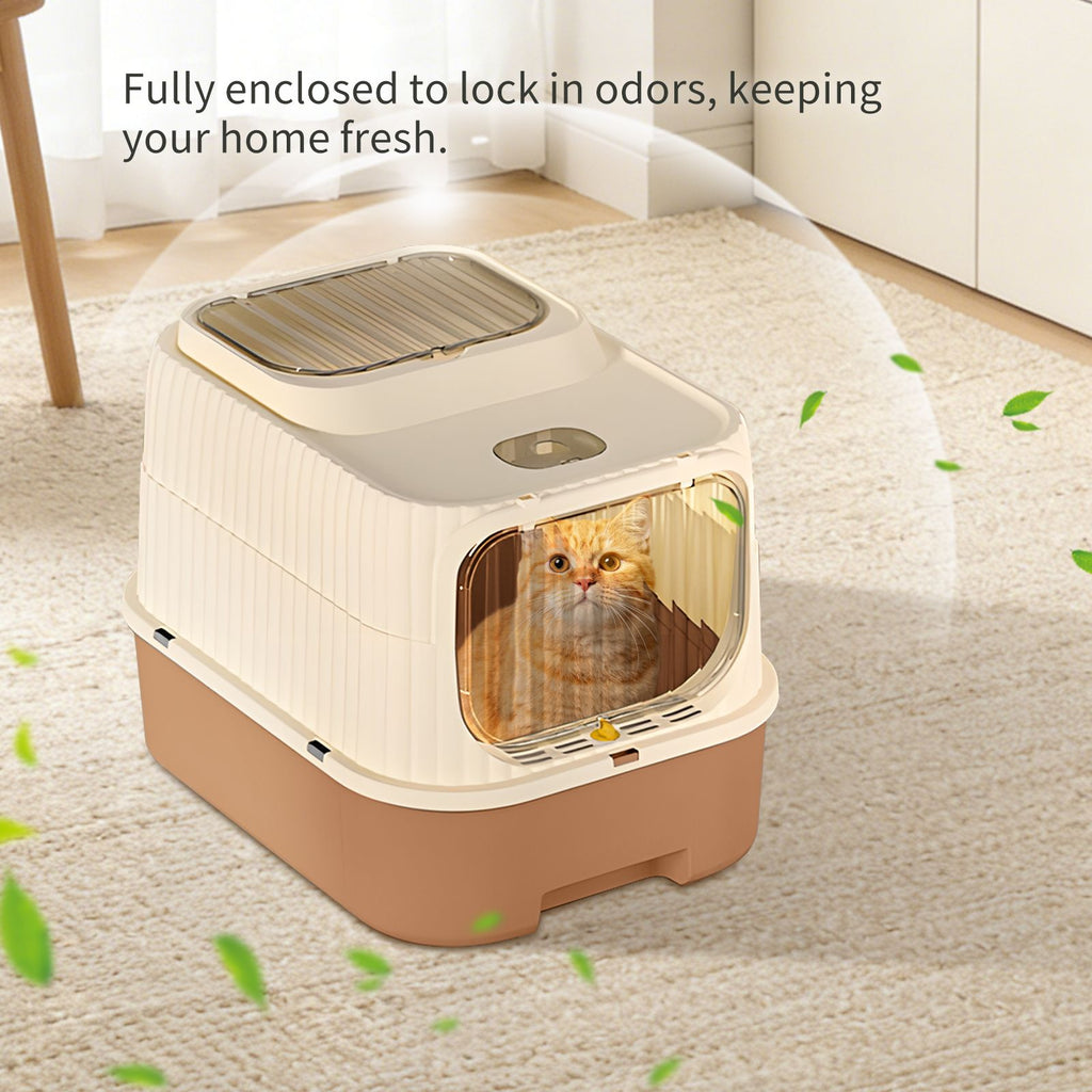 Modern, Splash-Proof Cat Litter Box with Easy-Clean Drawer