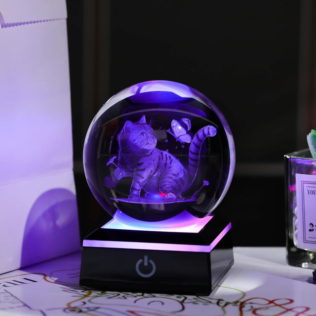 Illuminate Your Cat's World with a Stunning 3D Laser Crystal Bird