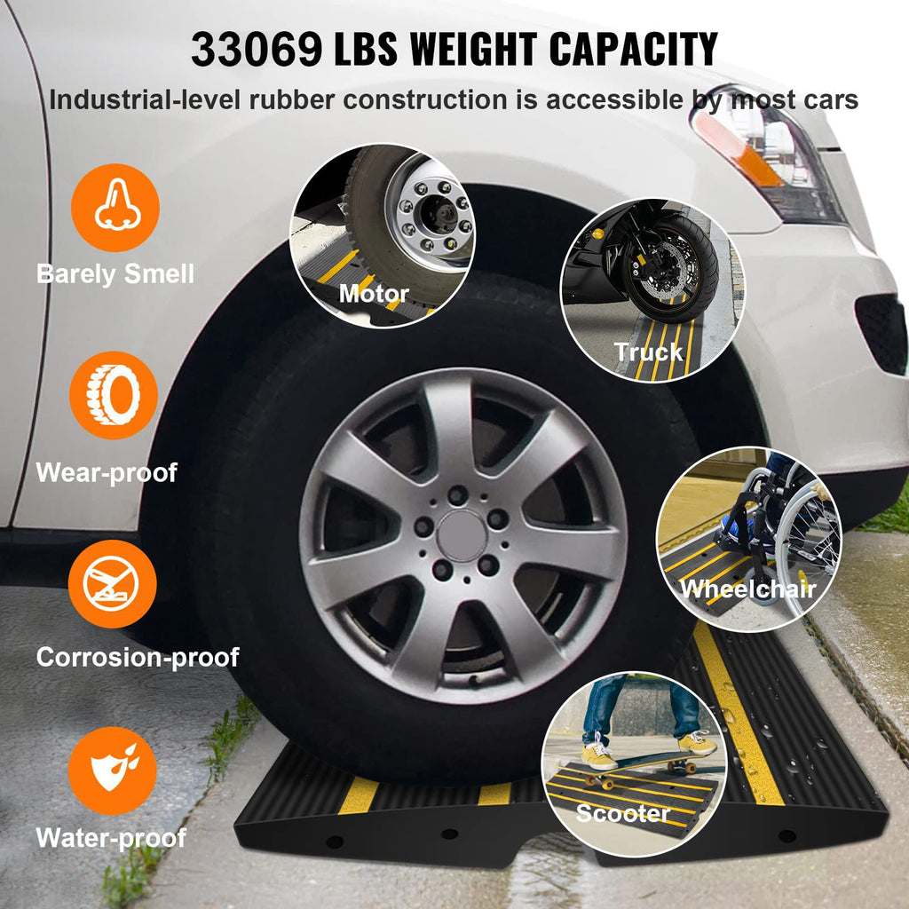 2-Pack practical chew-focused Curb Ramps for Easy Pet Car Access