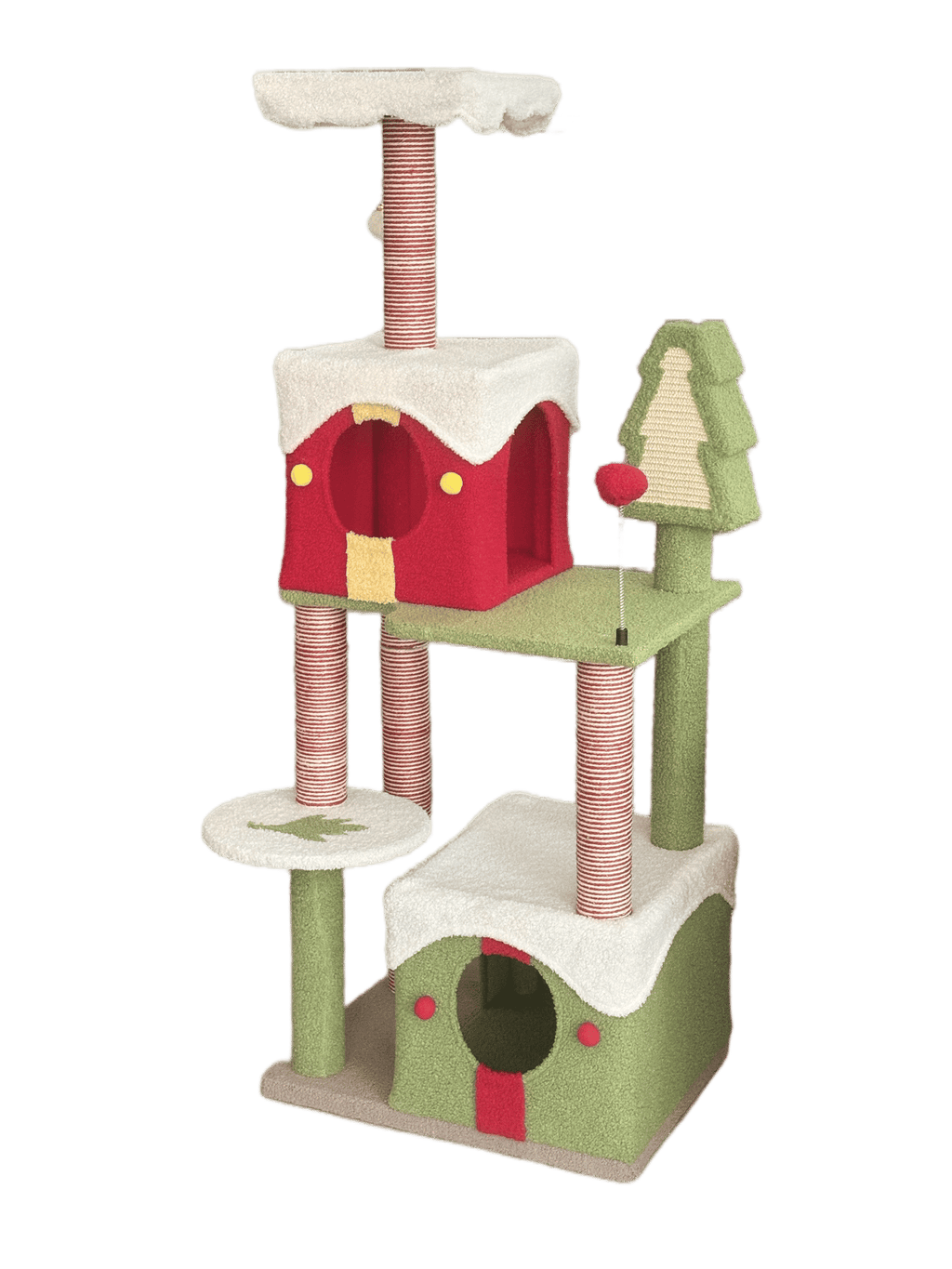 54- Multi-Level Christmas Cat Tree with Spacious Condos