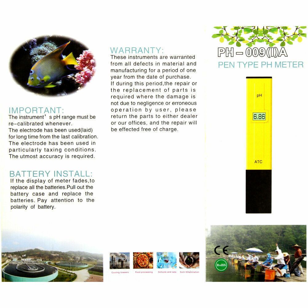 Pocket Digital pH Tester Pen for Aquarium and Hydroponics Water