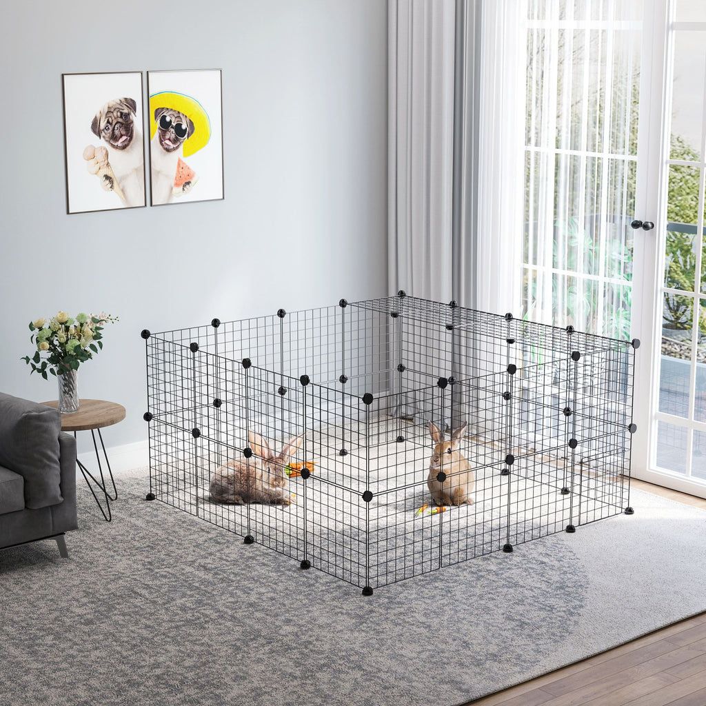 DIY Pet Playpen: 36-Panel structured Wire Yard Fence with Door and Ramp