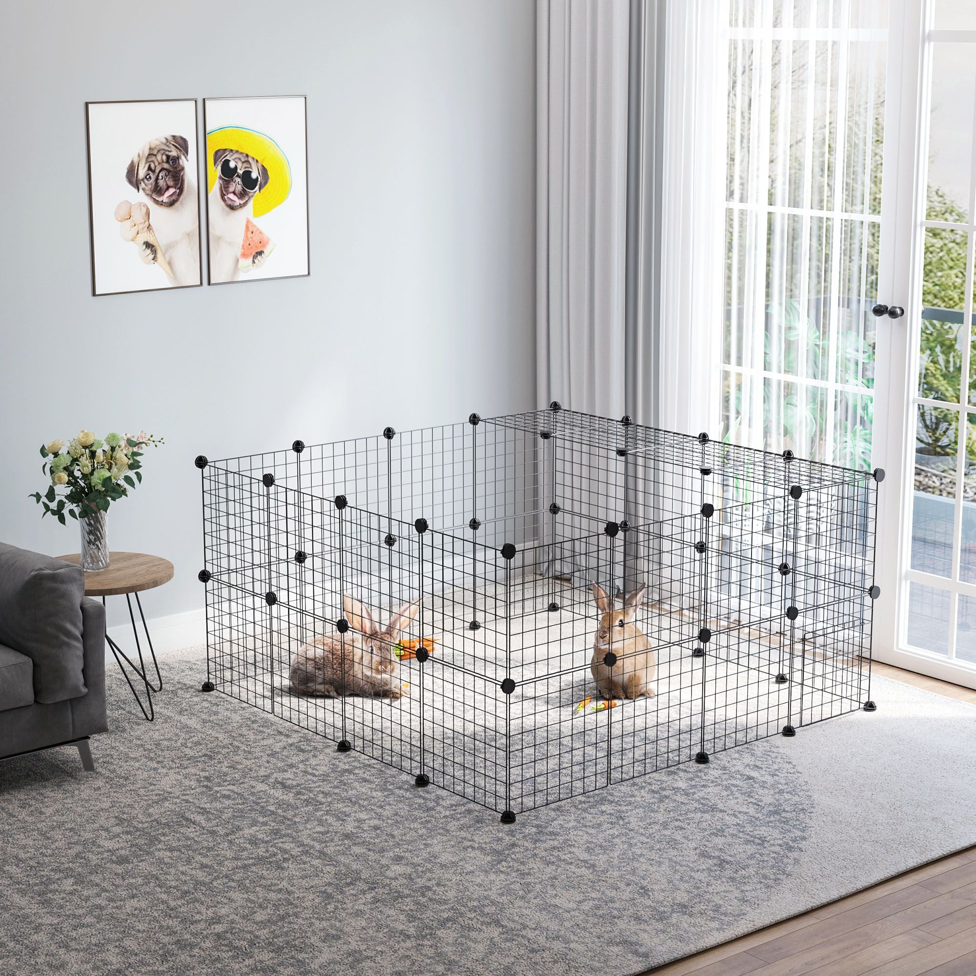 DIY Pet Playpen: 36-Panel structured Wire Yard Fence with Door and Ramp