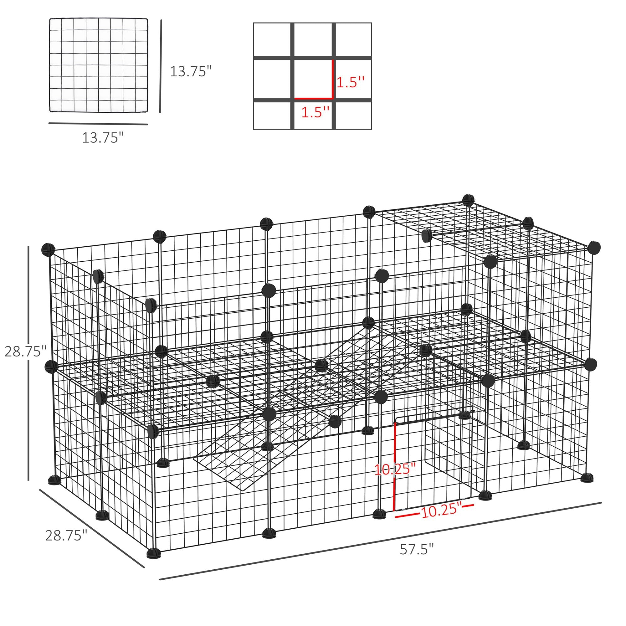 DIY Pet Playpen: 36-Panel structured Wire Yard Fence with Door and Ramp