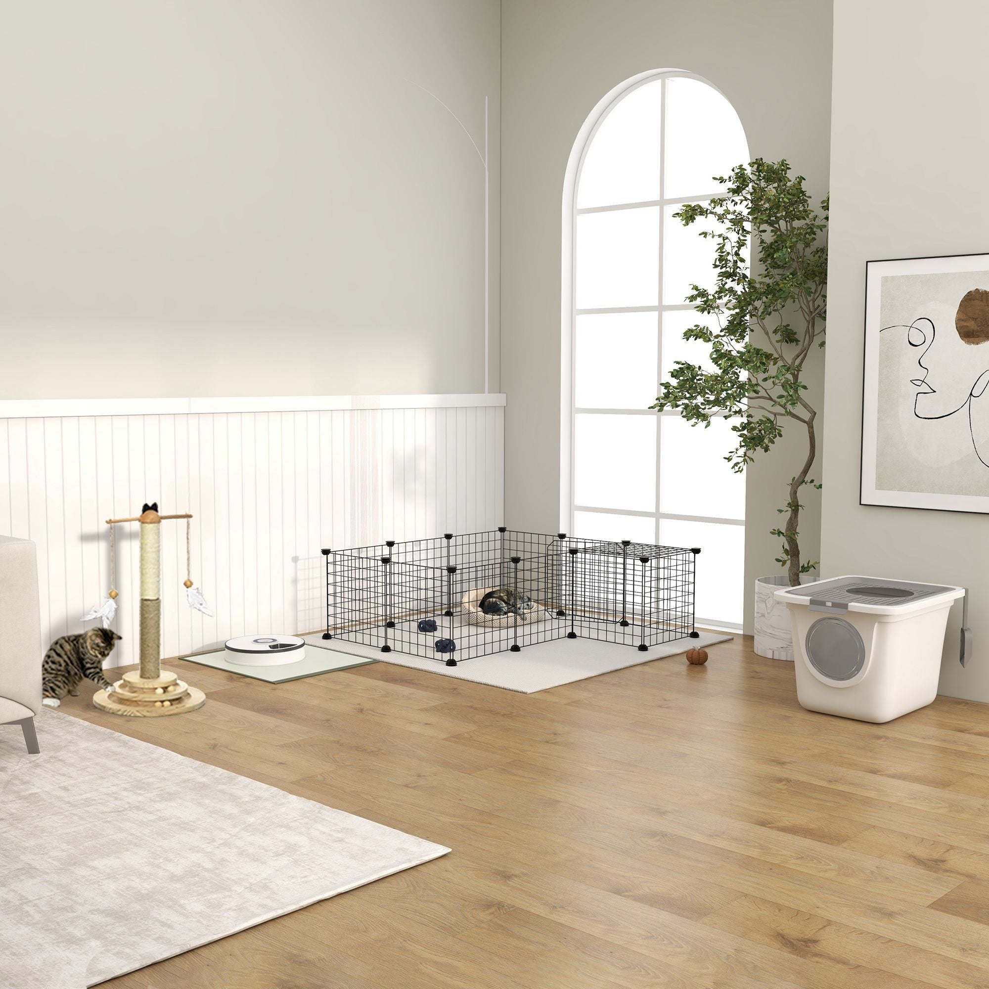 DIY Pet Playpen: 36-Panel structured Wire Yard Fence with Door and Ramp