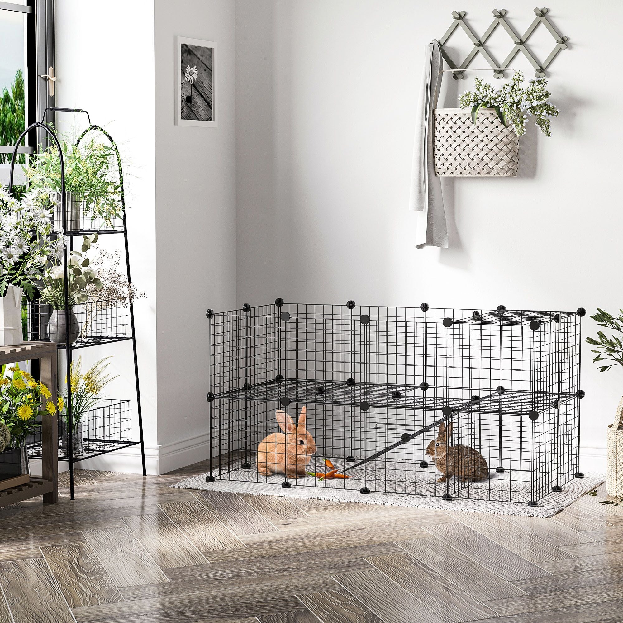 DIY Pet Playpen: 36-Panel structured Wire Yard Fence with Door and Ramp