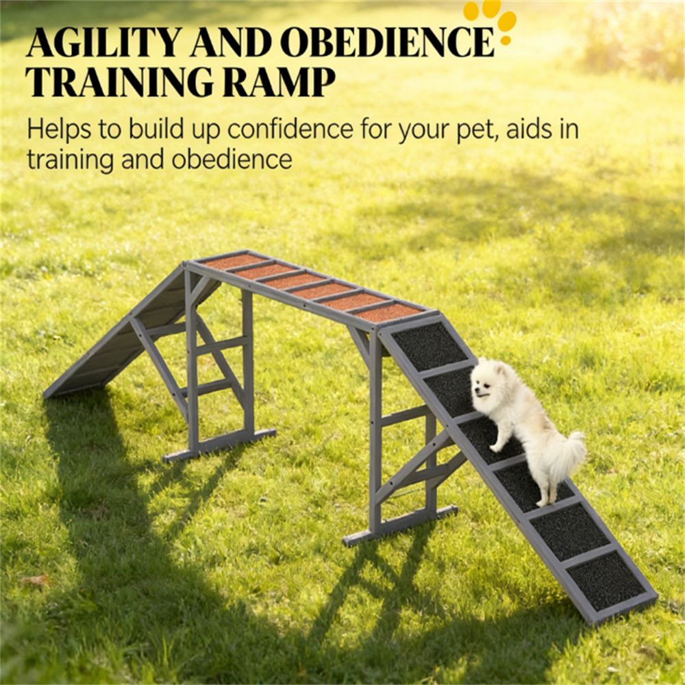 Dog agility equipment ramp, dog track, gray