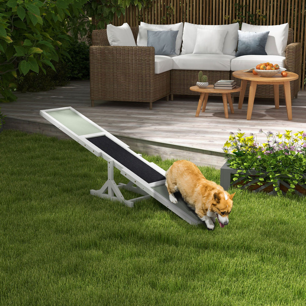 Dog Agility Equipment Wooden Seesaw White for Training and Exercise