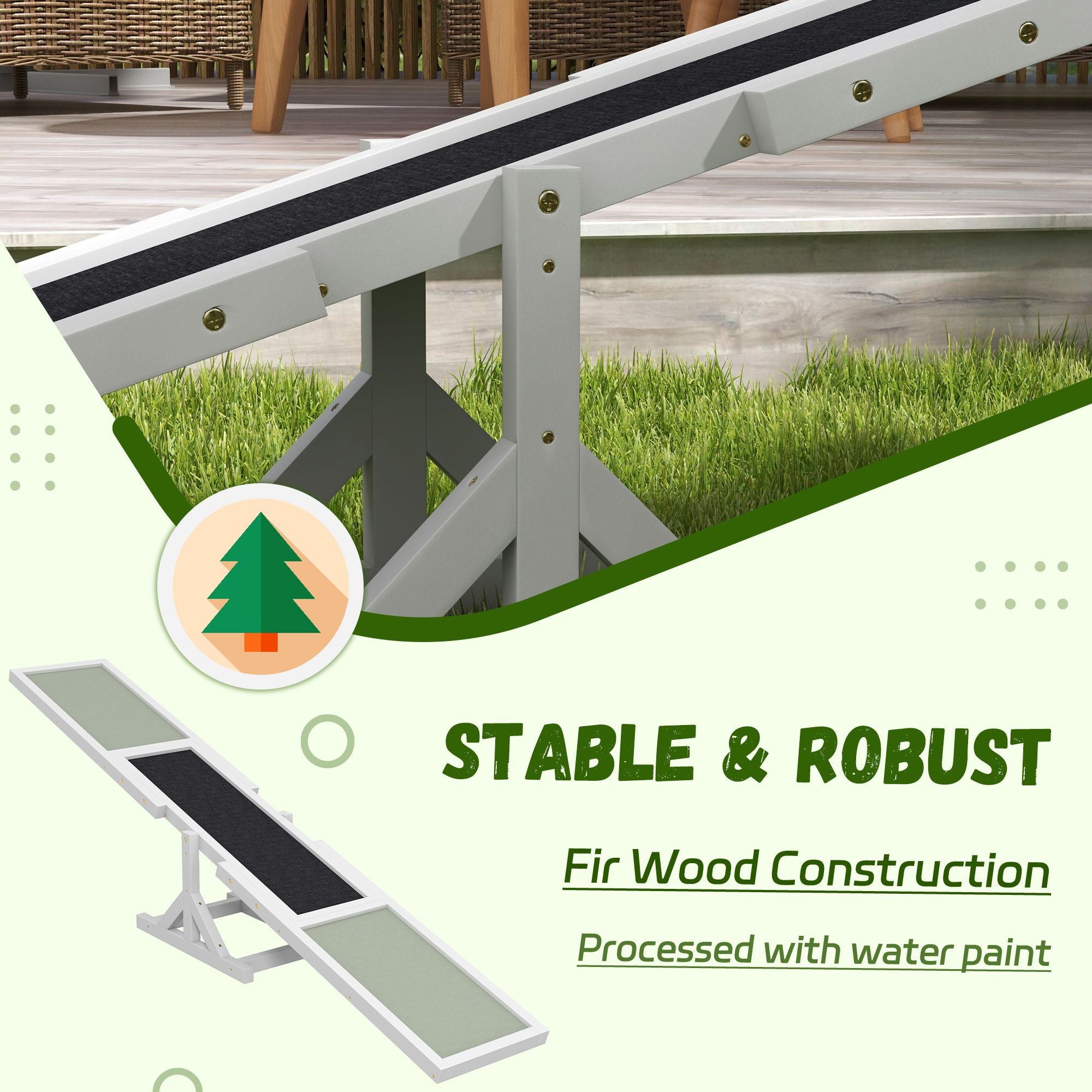 Dog Agility Equipment Wooden Seesaw White for Training and Exercise