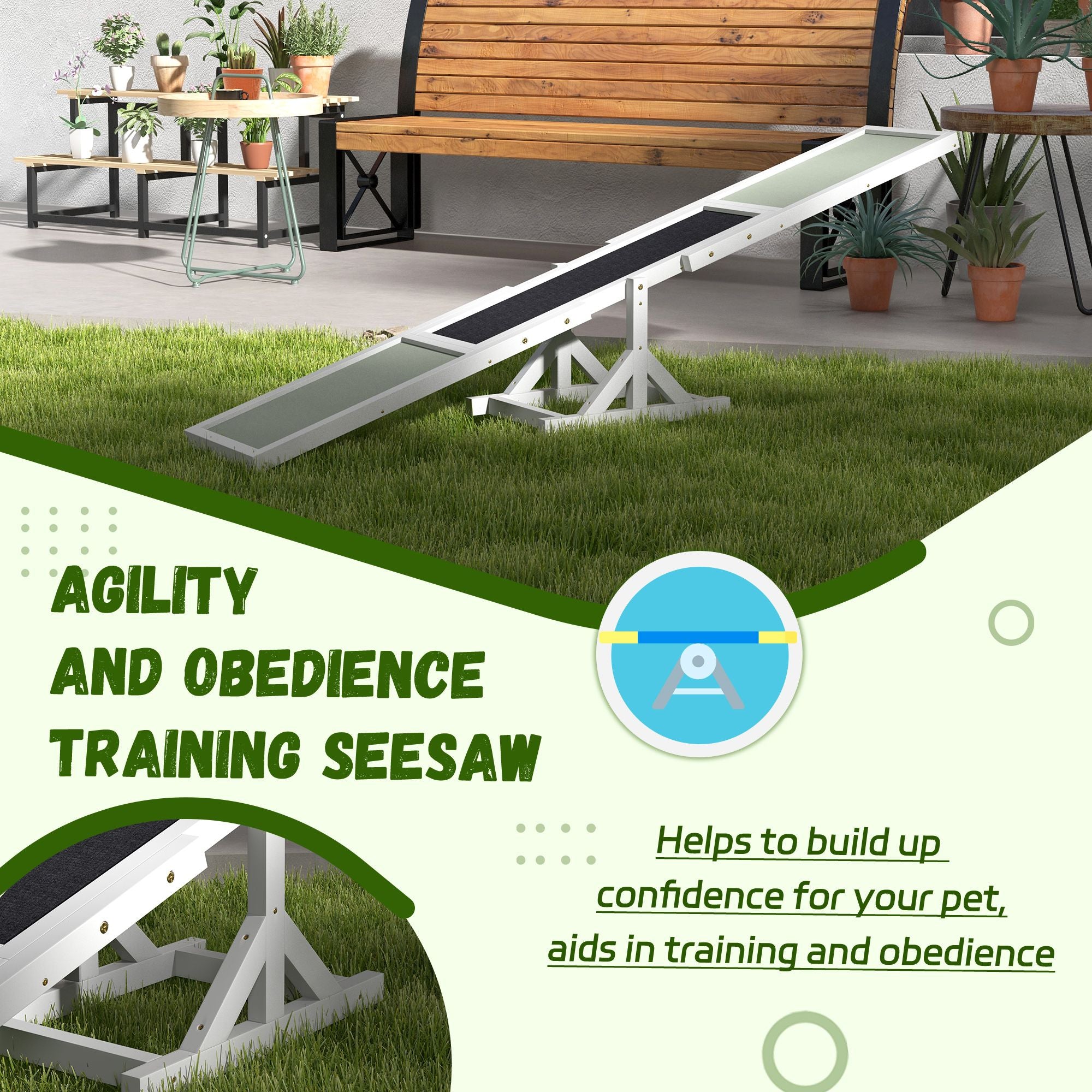 Dog Agility Equipment Wooden Seesaw White for Training and Exercise