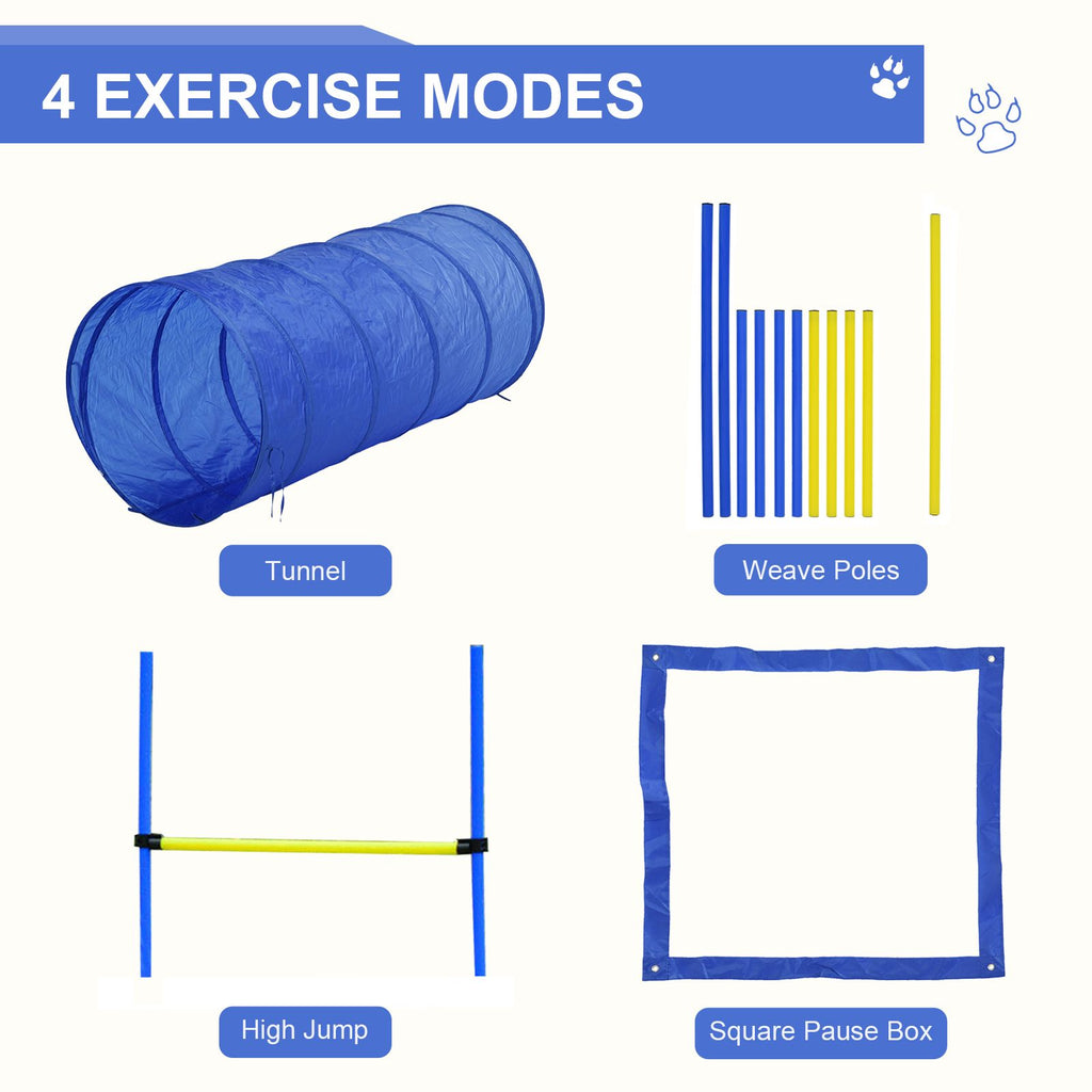 Dog Agility Tools 4PCS Set PE Jumps Stop Box Outdoor Training Equipment Blue Yellow