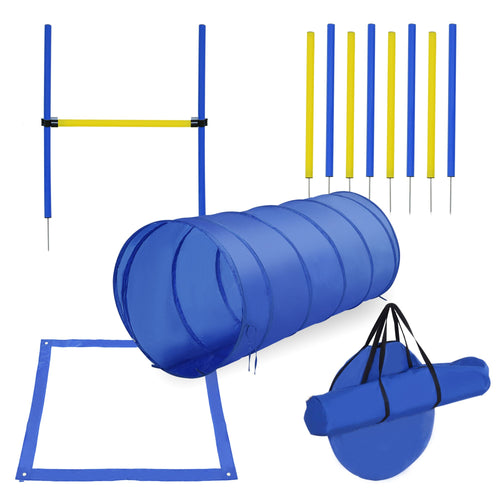 Dog Agility Tools 4PCS Set PE Jumps Stop Box Outdoor Training Equipment Blue Yellow