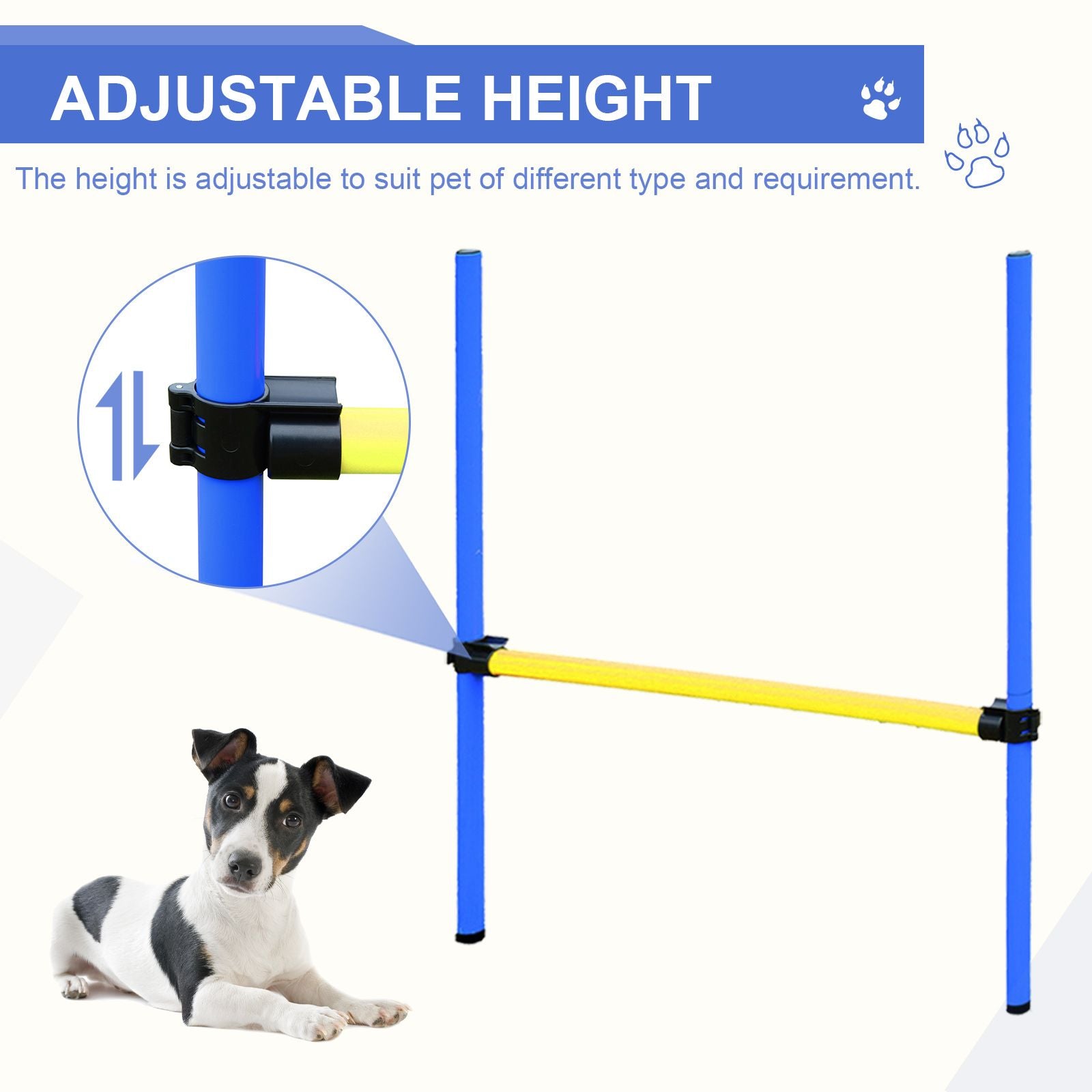 Dog Agility Tools 4PCS Set PE Jumps Stop Box Outdoor Training Equipment Blue Yellow