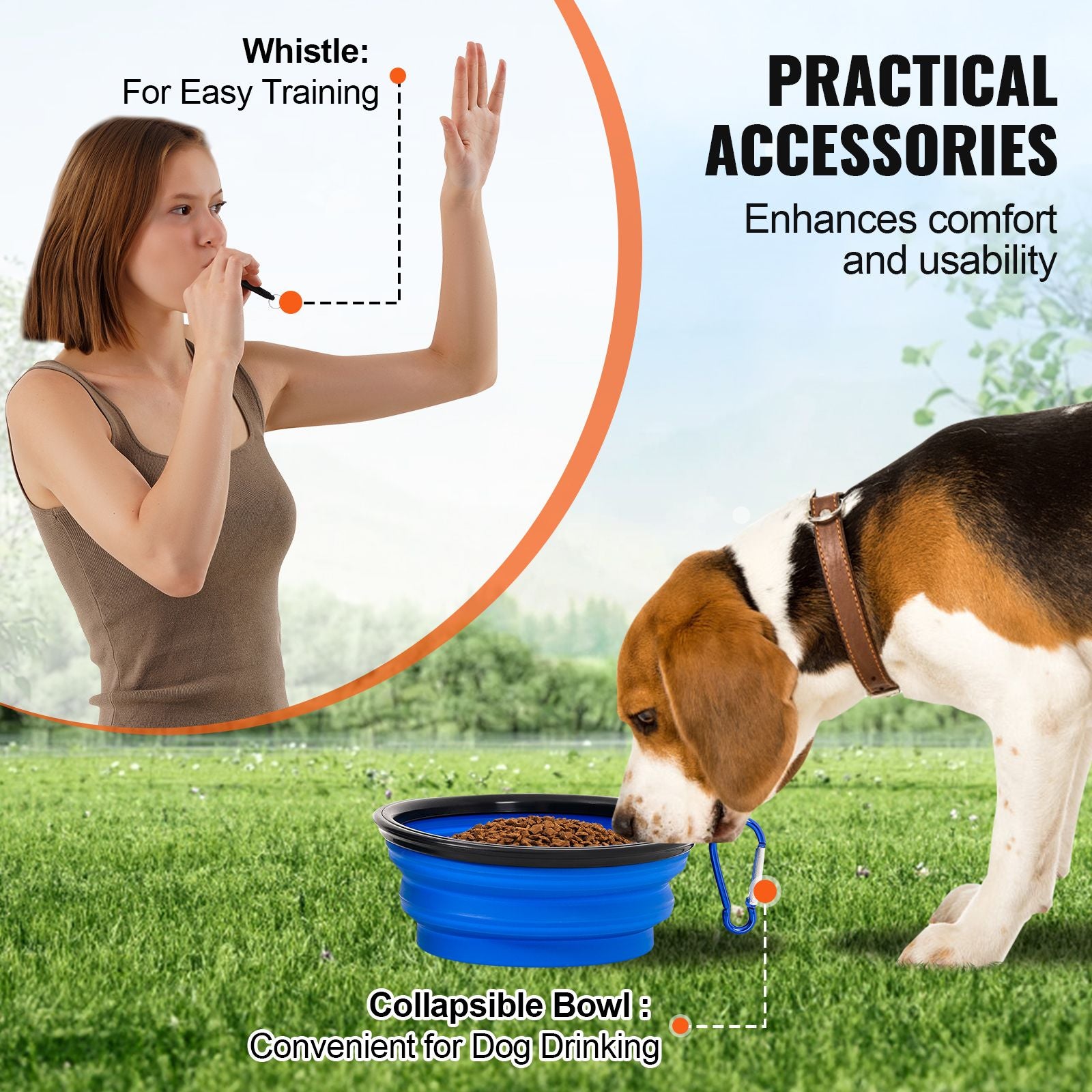 Dog Agility Training Equipment, 4 PCS Set with Adjustable High Hurdles,6 Weave Poles,Jump Ring,Square Pause Box,Whistle,Foldable Bowl, Puppy Obstacle Course Kit for Backyard, Indoor, Outdoor