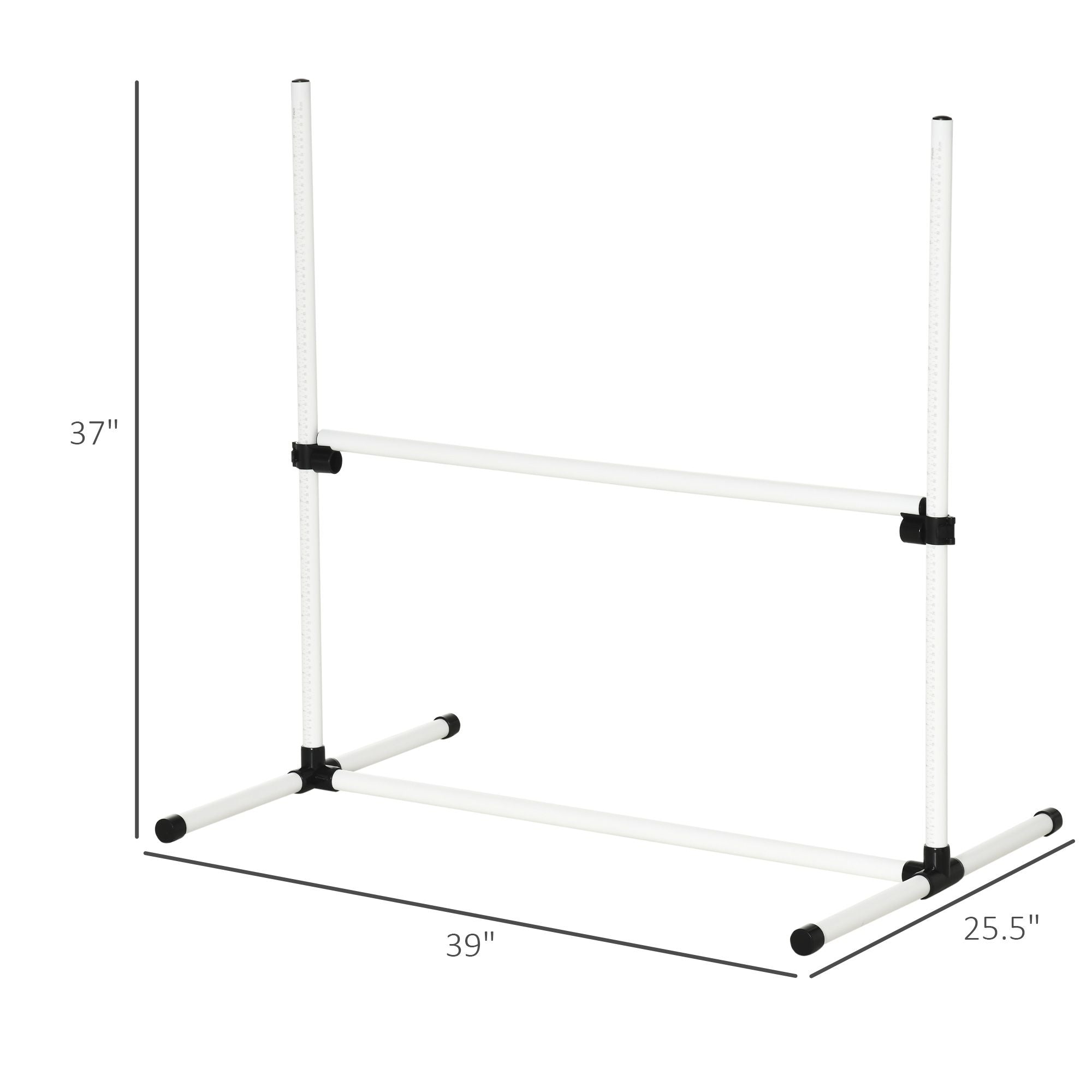Dog Agility Training Equipment, 4 Piece Set with Adjustable Height Jump Bars, White