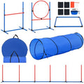 Dog Agility Training Equipment, 5 PCS Set with Adjustable High Hurdles,6 Weave Poles, Tunnel, Jump Ring, Pause Box, Whistle, Foldable Bowl, Puppy Obstacle Course Kit with Storage Bags