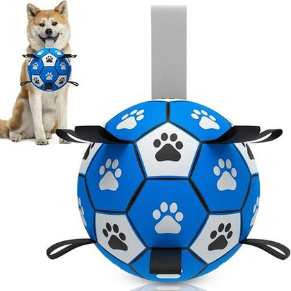 Dog Balls Toys, Soccer Ball with Straps, Balls for Dogs for Small Medium Puppy, Herding Ball Toy, Birthday Gifts (6 Inch)