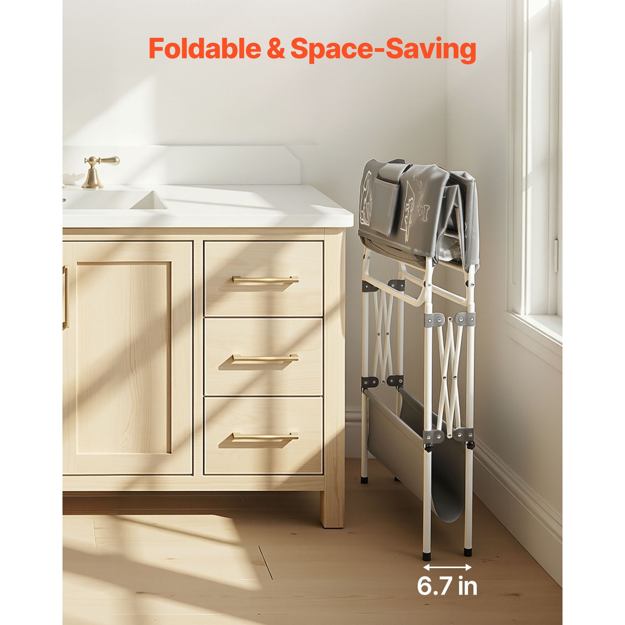 Elevated Dog Bathtub for Small to Medium Pets, Foldable with Drain Hose