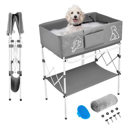 Elevated Dog Bathtub for Small to Medium Pets, Foldable with Drain Hose
