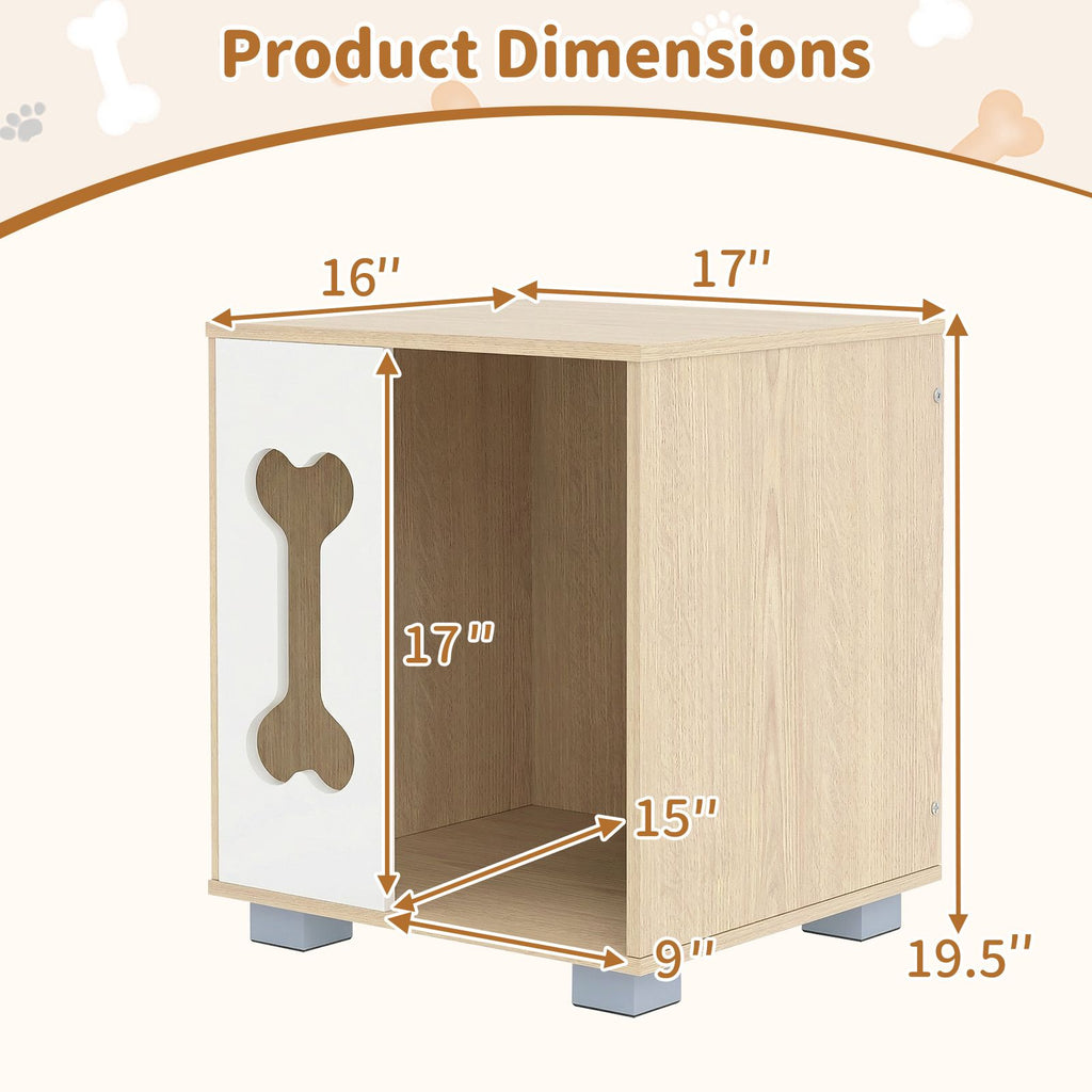 furniture-style Dog Bed Side Table Condo with Bone-Shape Window – Multipurpose Pet Furniture