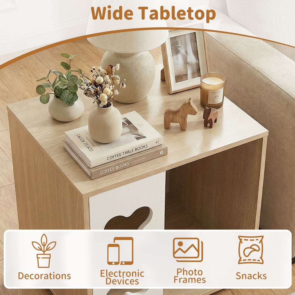 furniture-style Dog Bed Side Table Condo with Bone-Shape Window – Multipurpose Pet Furniture