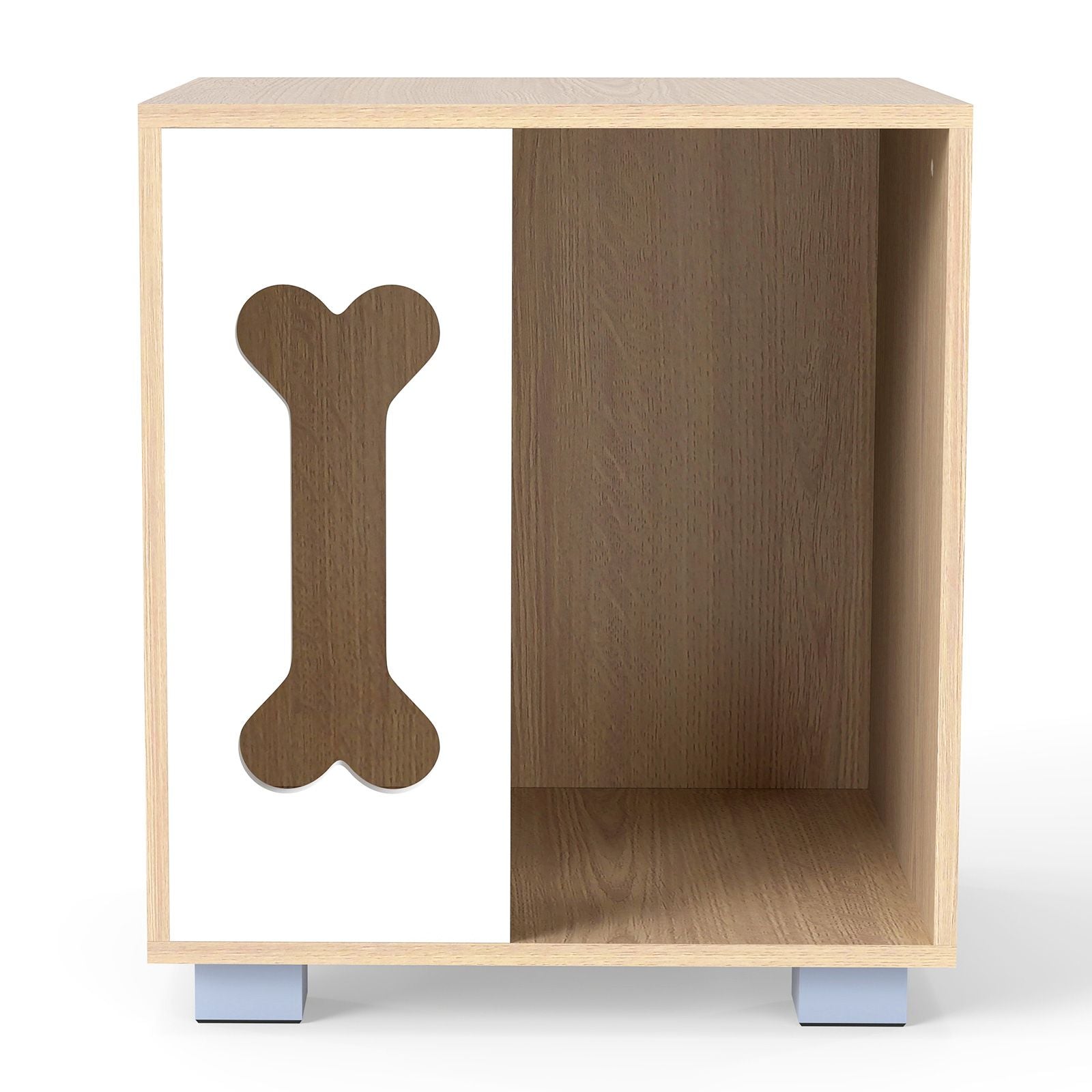 furniture-style Dog Bed Side Table Condo with Bone-Shape Window – Multipurpose Pet Furniture