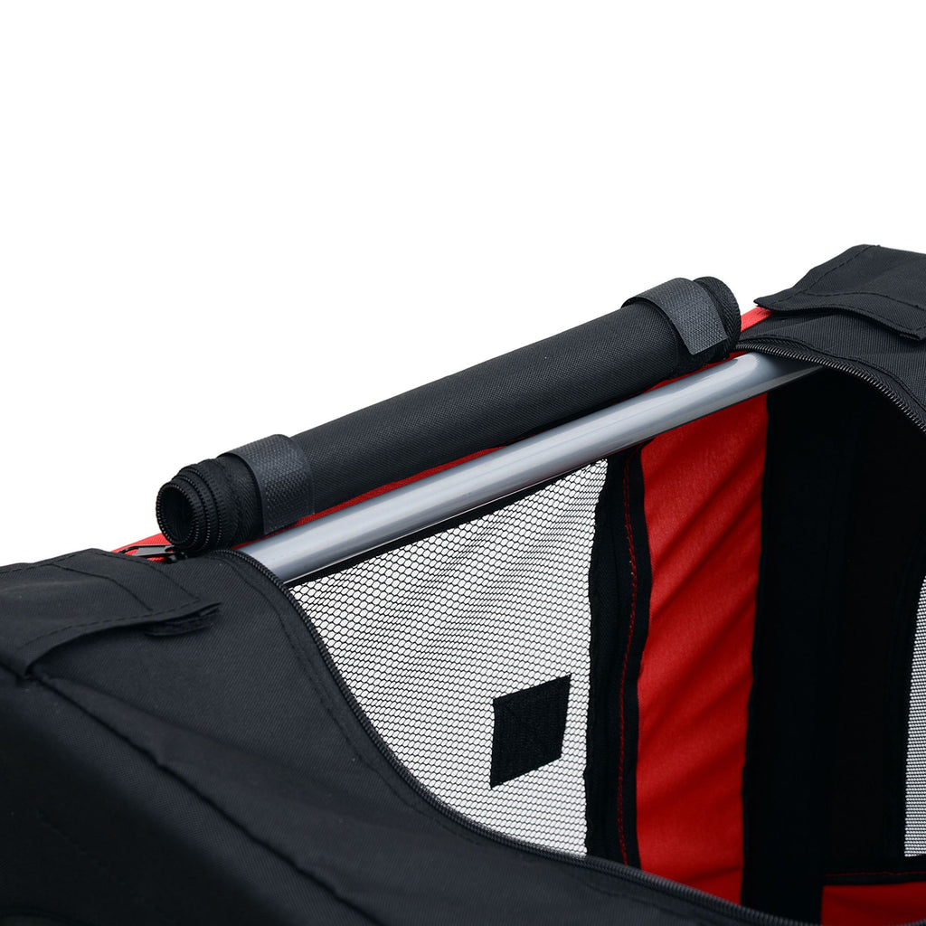 Dog Bike Trailer, Red & Black Pet Cart Wagon, Large Wheels for Off-Road Adventures with Your Pet