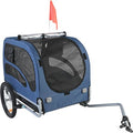Dog Bike Trailer, Supports up to 100 lbs, Pet Cart Bicycle Carrier, Easy Folding Frame with Quick Release Wheels, Universal Bicycle Coupler, Reflectors, Flag, Collapsible to Store, Blue/Black