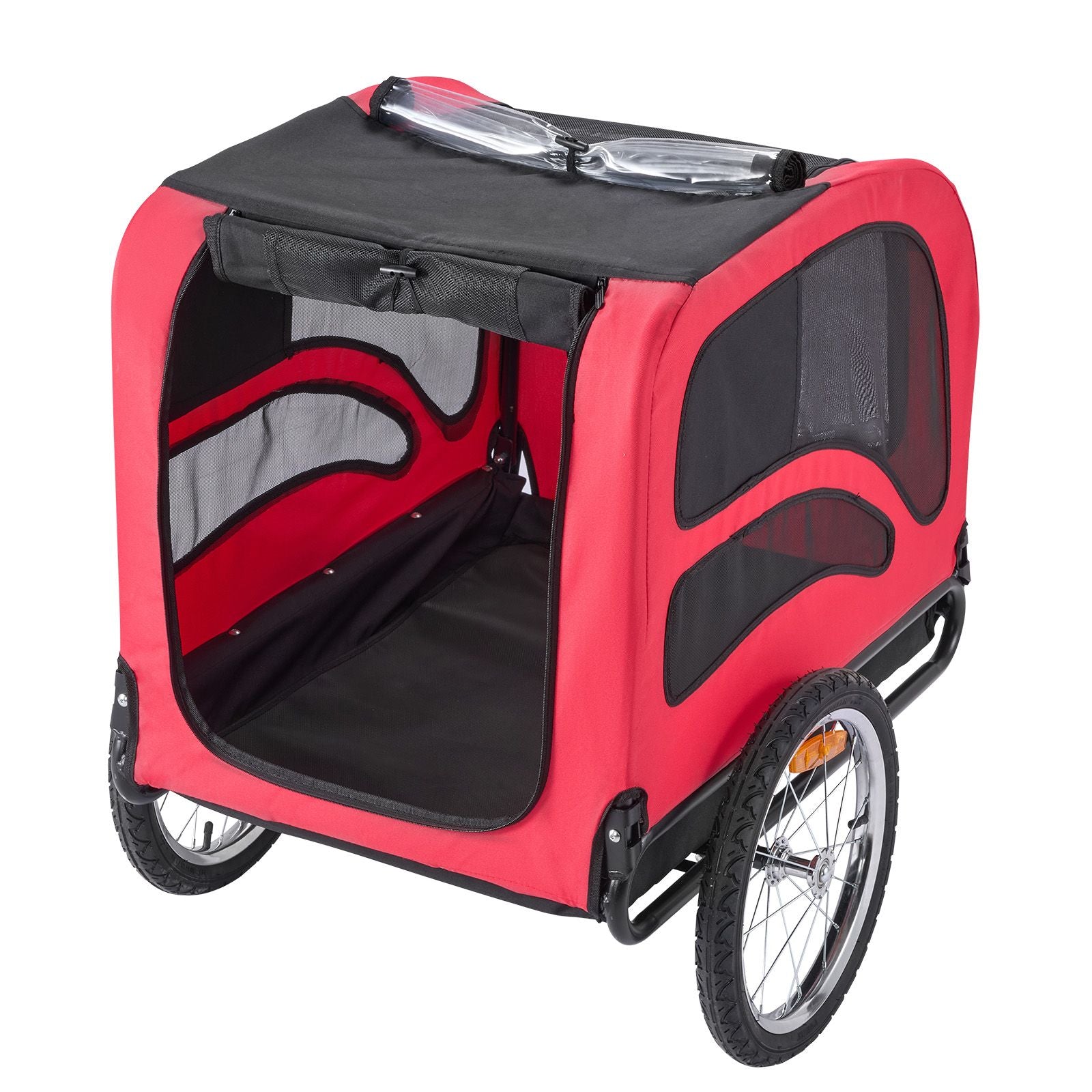 Dog Bike Trailer, Supports up to 100 lbs, Pet Cart Bicycle Carrier for Small & Large Dogs, Easy Folding Frame with Quick Release Wheel, Universal Bicycle Coupler, Reflector, Flag, Internal Leash