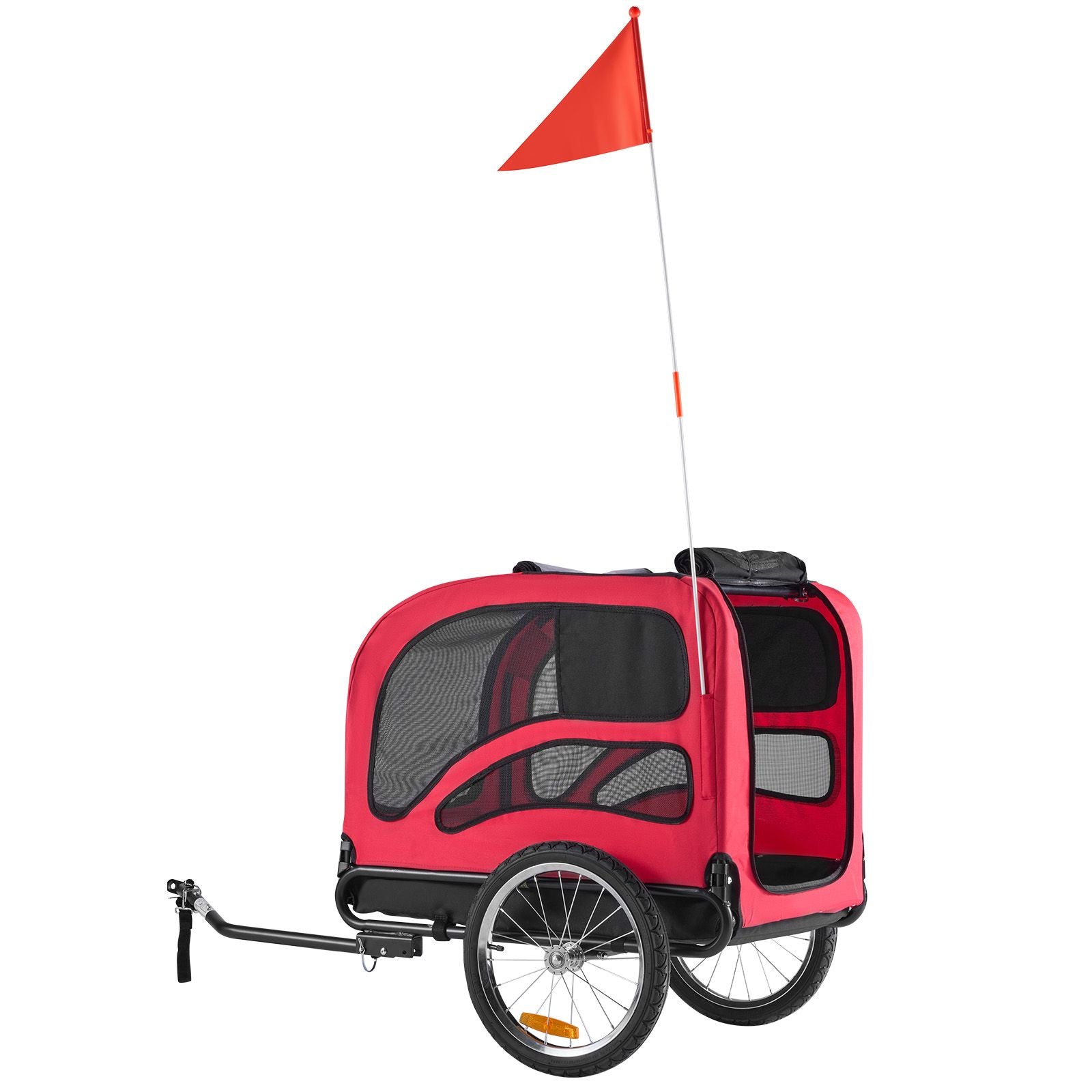 Dog Bike Trailer, Supports up to 100 lbs, Pet Cart Bicycle Carrier for Small & Large Dogs, Easy Folding Frame with Quick Release Wheel, Universal Bicycle Coupler, Reflector, Flag, Internal Leash