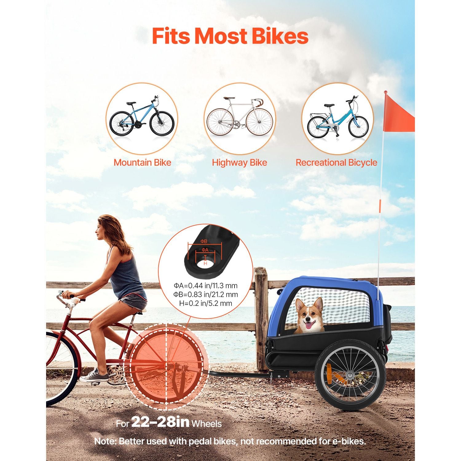 Dog Bike Trailer, Supports up to 66 lbs, Pet Cart Bicycle Carrier for Small & Medium Dogs, Easy Folding Frame with Quick Release Wheel, Universal Bicycle Coupler, Reflector, Flag, Internal Leash