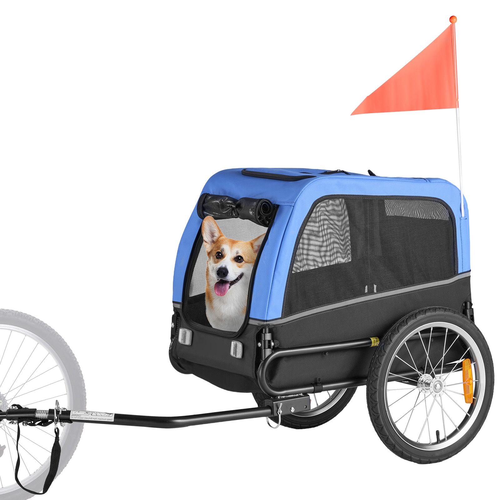 Dog Bike Trailer, Supports up to 66 lbs, Pet Cart Bicycle Carrier for Small & Medium Dogs, Easy Folding Frame with Quick Release Wheel, Universal Bicycle Coupler, Reflector, Flag, Internal Leash