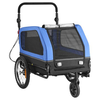 Dog Bike Trailer, Supports up to 88 lbs, 2-in-1 Pet Stroller Cart Bicycle Carrier for Small & Large Dogs, Easy Folding Frame with Quick Release Wheel, Universal Bicycle Coupler, Internal Leash