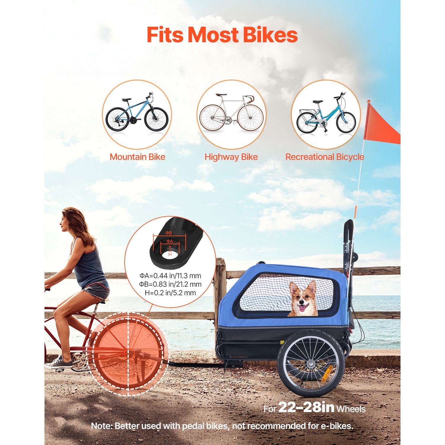 Dog Bike Trailer, Supports up to 88 lbs, 2-in-1 Pet Stroller Cart Bicycle Carrier for Small & Large Dogs, Easy Folding Frame with Quick Release Wheel, Universal Bicycle Coupler, Internal Leash
