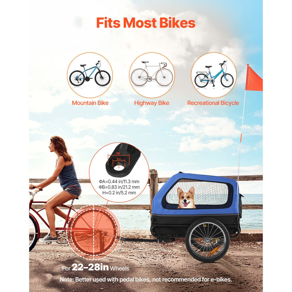 Dog Bike Trailer, Supports up to 88 lbs, Pet Cart Bicycle Carrier for Small & Large Dogs, Easy Folding Frame with Quick Release Wheel, Universal Bicycle Coupler, Reflector, Flag, Internal Leash