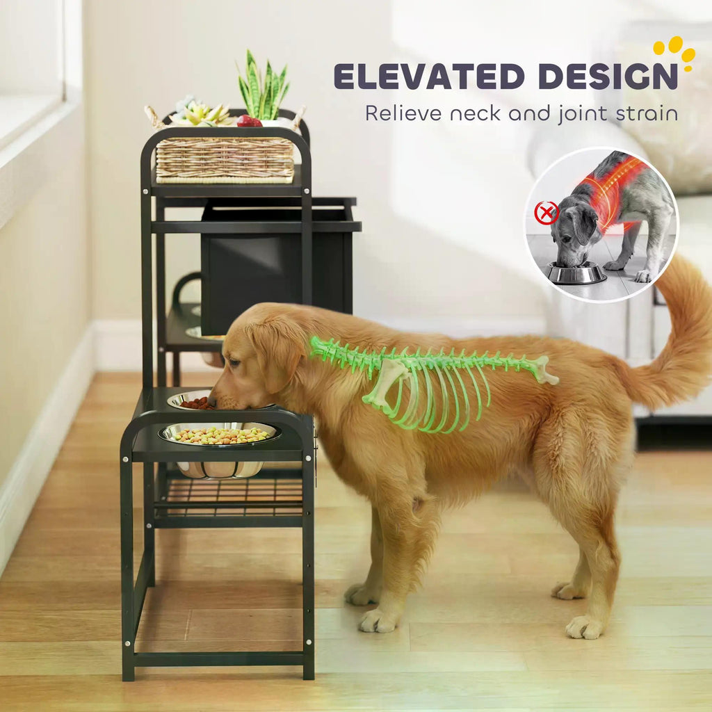 All-in-One Dog Feeding Station: Organize Meals & Toys with Adjustable Bowls