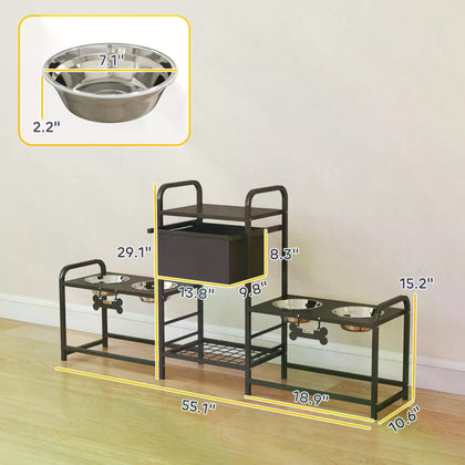 All-in-One Dog Feeding Station: Organize Meals & Toys with Adjustable Bowls