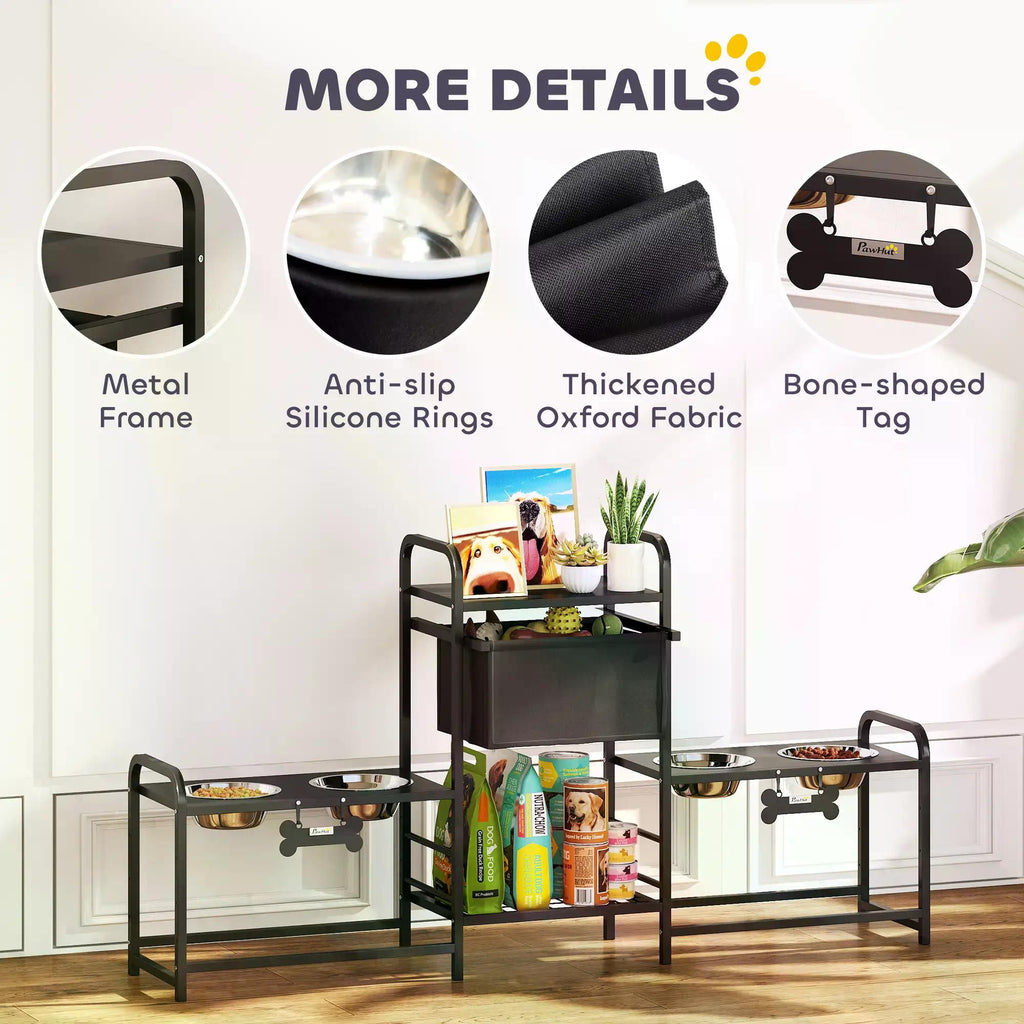 All-in-One Dog Feeding Station: Organize Meals & Toys with Adjustable Bowls