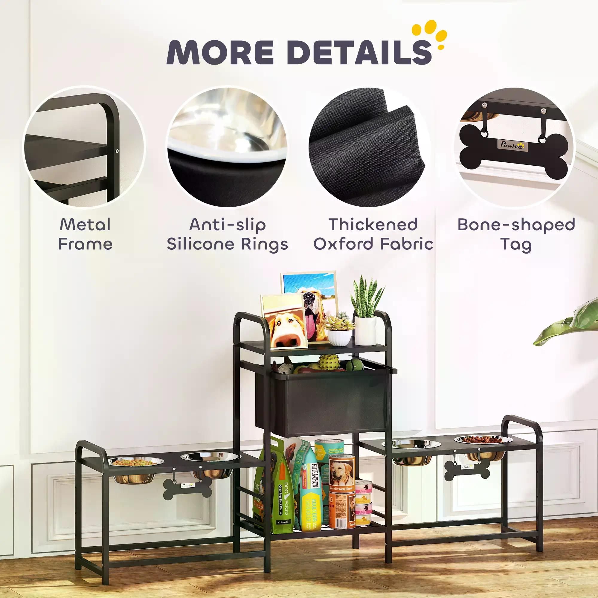 All-in-One Dog Feeding Station: Organize Meals & Toys with Adjustable Bowls