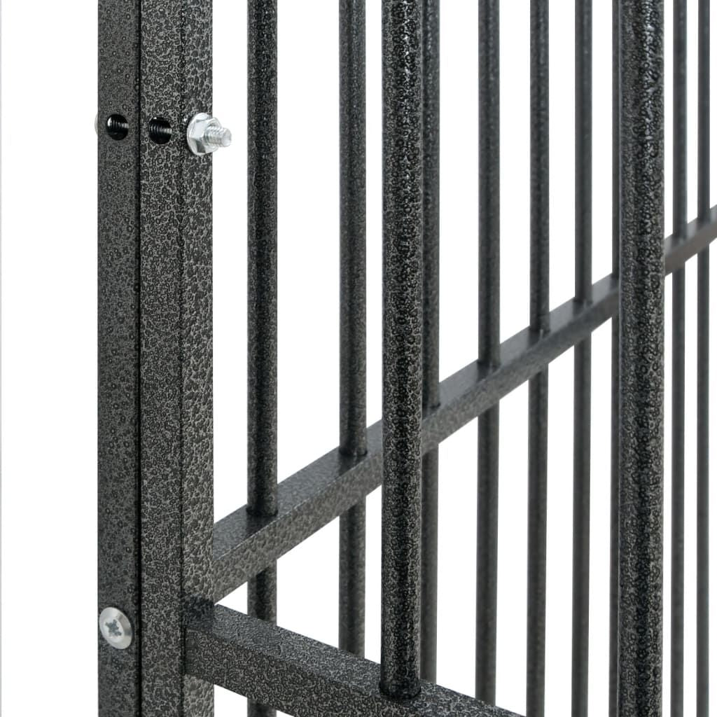 Dog Cage with Wheels Black Galvanised structured