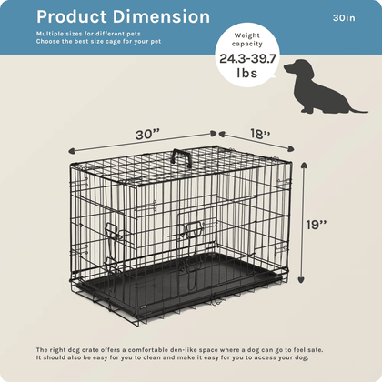 Secure & Portable 30- Dog Crate with Locking System