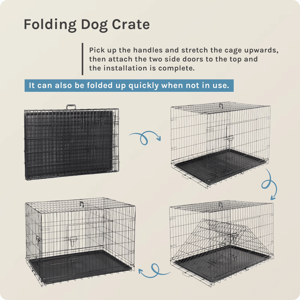 Dog Crate, 30 Inch Medium Folding Metal Wire Pet Single Door Dog Cage with Divider Panel and Plastic Leak-Proof Pan Tray, Outdoor(Shipment from Walmart)