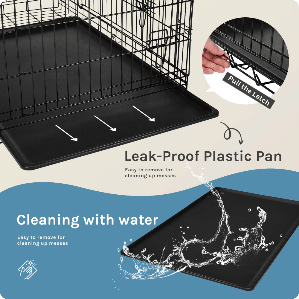 Dog Crate, 30 Inch Medium Folding Metal Wire Pet Single Door Dog Cage with Divider Panel and Plastic Leak-Proof Pan Tray, Outdoor(Shipment from Walmart)