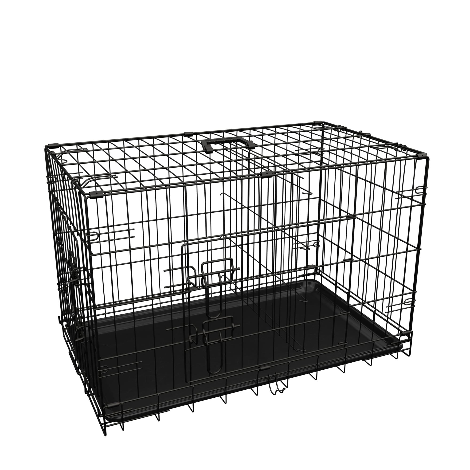 Dog Crate, 42 Inch Large Dog Cage with Divider and Plastic Leak-Proof Pan Tray, Double Door Folding Metal Wire Cage for Indoor, Outdoor, and Travel, Made in Vietnam