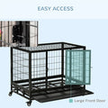 Large Black structured Dog Crate with Dual Doors and Casters