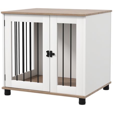 Dog Crate Furniture, Side Table Indoor Dog Kennel, End Table with Lockable Door for Small and Medium