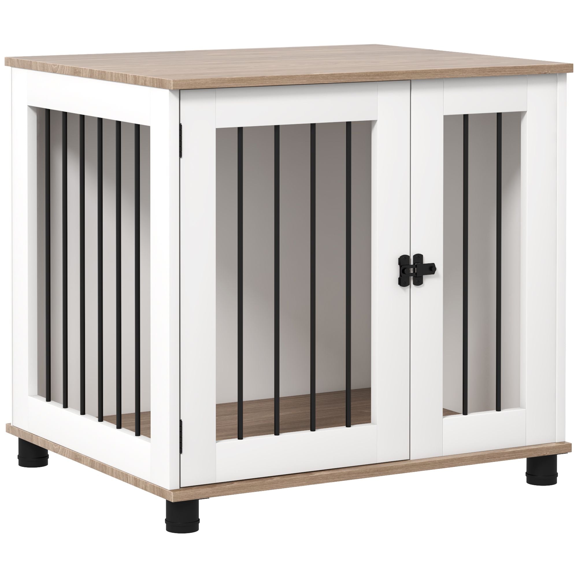 Dog Crate Furniture, Side Table Indoor Dog Kennel, End Table with Lockable Door for Small and Medium
