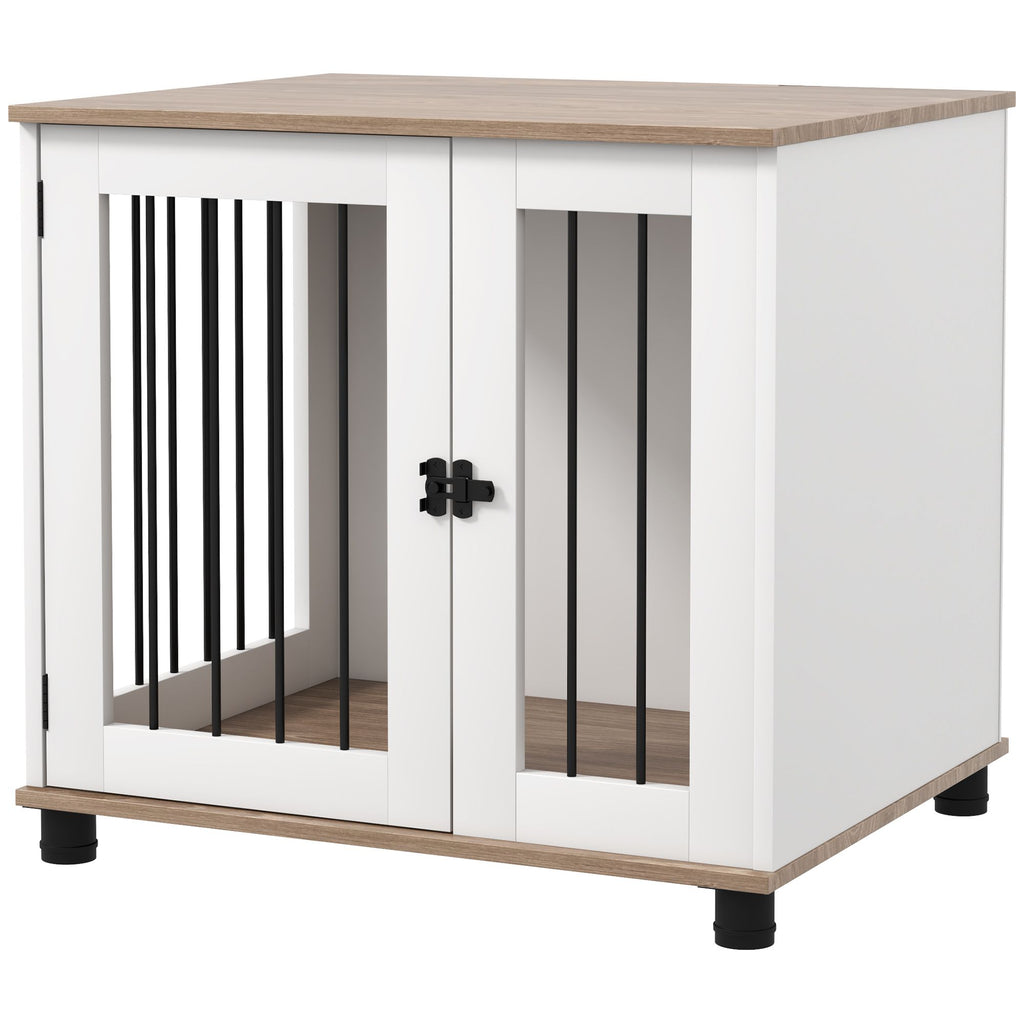 Dog Crate Furniture, Side Table Indoor Dog Kennel, End Table with Lockable Door for Small and Medium