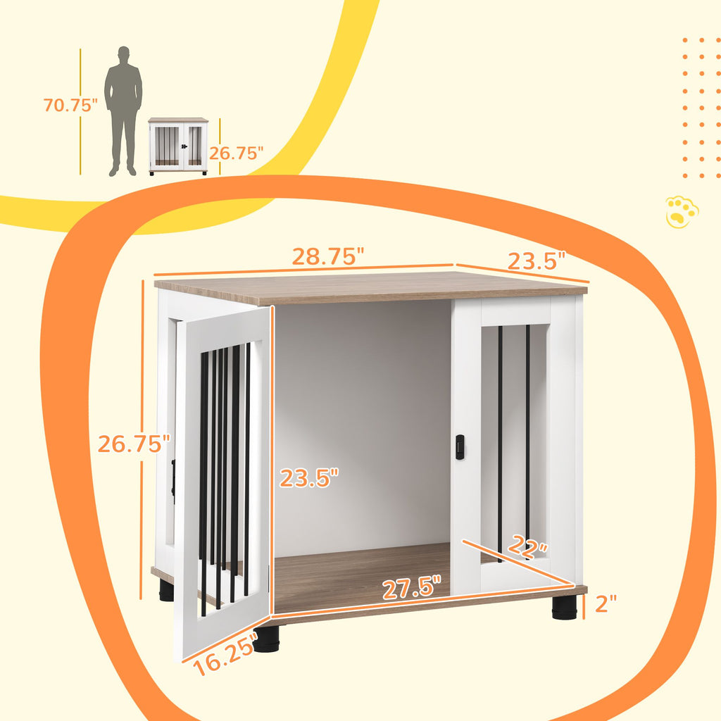 Dog Crate Furniture, Side Table Indoor Dog Kennel, End Table with Lockable Door for Small and Medium