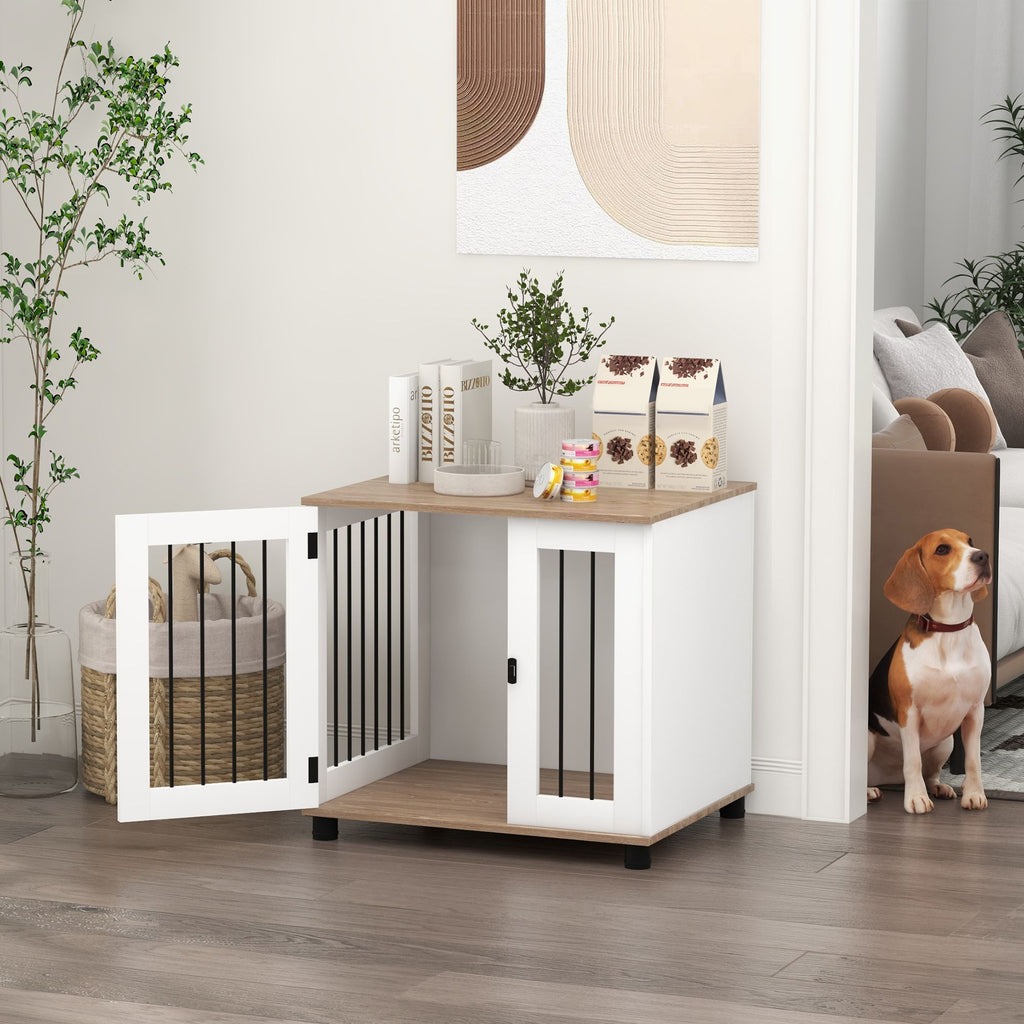 Dog Crate Furniture, Side Table Indoor Dog Kennel, End Table with Lockable Door for Small and Medium